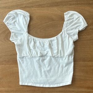 Hollister White Puff Sleeve Crop Top